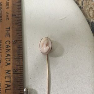 **SOLD** Antique 10kt Oval Carved Cameo Stick Pin